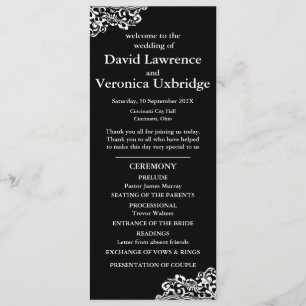 Black and White Lace Wedding Program