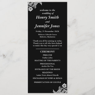 Black and White Lace Wedding Program