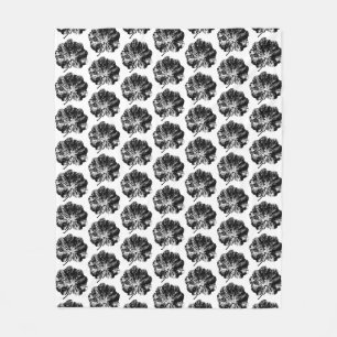 Black and White Lady's Mantle Leaf Print Pattern Fleece Blanket