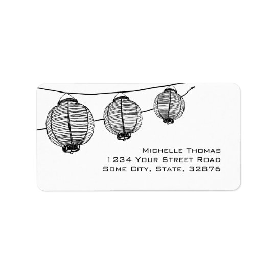 Black and White Lanterns Return Address Address Label