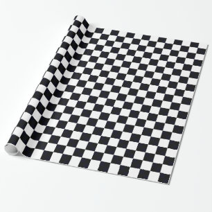 Black and White Large Chequered Pattern Wrapping Paper