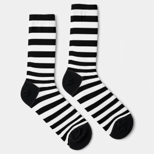 Black and White Large Horizontal Stripes Socks