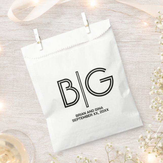 Black and White Large Initials Favour Bag (Clipped)