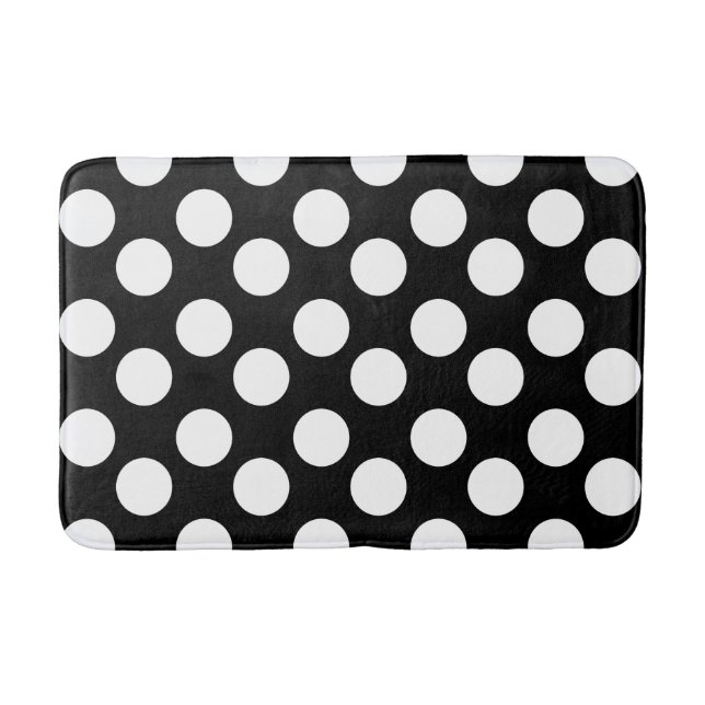 Black and White Large Polka Dot Bath Mat (Front)