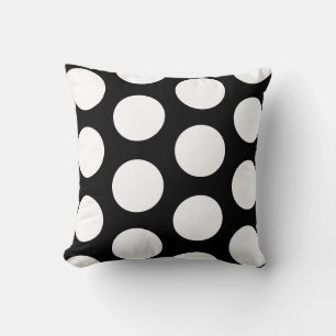 Black and white large polka dot  pillow