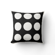 Black and white large polka dot pillow