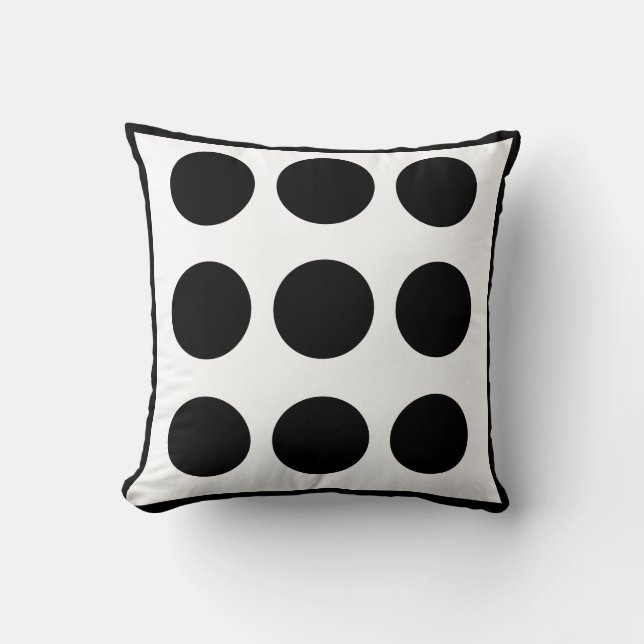 Black and white large polka dot  pillow (Front)