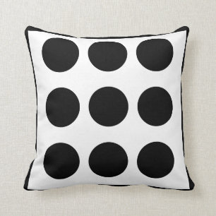 Black and white large polka dot  pillow