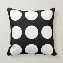 Black and white large polka dot pillow