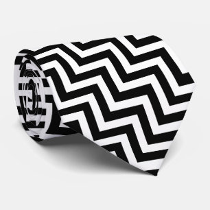 Black and White Large Size Diagonal Chevron Tie