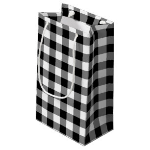Black and White Large Size Gingham Checks Small Gift Bag