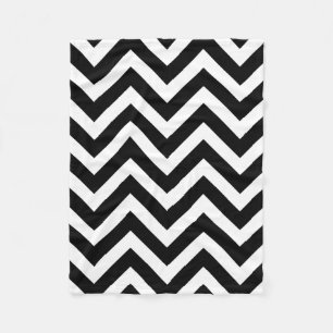 Black and White Large Size Horizontal Chevron Fleece Blanket