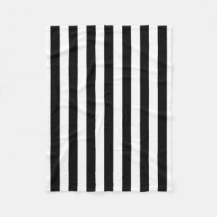 Black and White Large Size Vertical Stripes Fleece Blanket