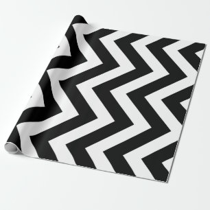 Black and White Large Vertical Chevron Stripes Wrapping Paper