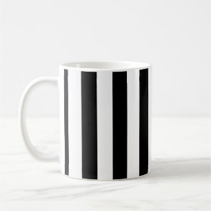 Black and White Large Vertical Stripes Pattern Coffee Mug