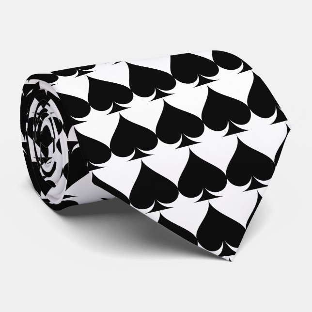 Black and white Las Vegas wedding poker neck tie (Rolled)