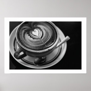 Black and White Latte Art - Mocha Cafe Art Poster