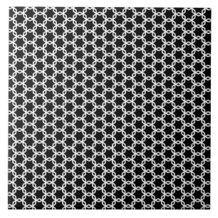 Black and White Lattice Pattern  Ceramic Tile