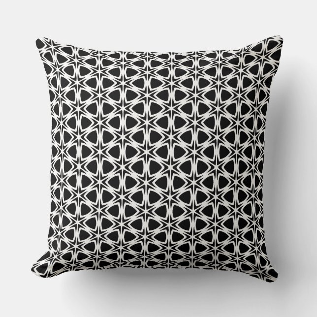 Black and White Lattice Pattern   Cushion (Front)
