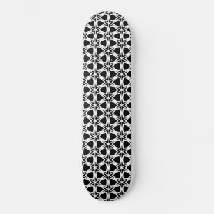 Black and White Lattice Pattern Skateboard