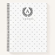 Black And White Laurel Monogram Polka Dot Pattern