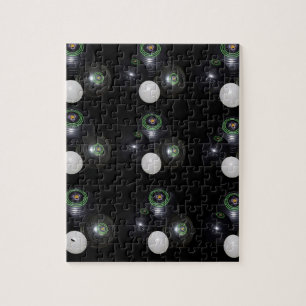 Black And White Lawn Bowls Pattern. Jigsaw Puzzle