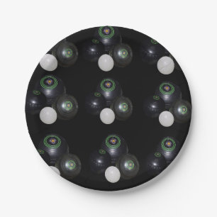 Black And White Lawn Bowls Pattern, Paper Plate