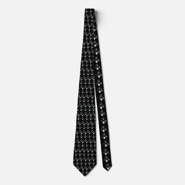 Black And White Lawn Bowls Pattern, Tie (Front)