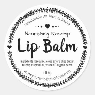 Black And White Leaf Frame Lip Balm Pot Labels