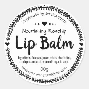 Black And White Leaf Frame Lip Balm Pot Labels