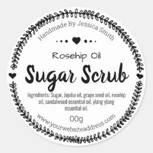 Black And White Leaf Handmade Sugar Scrub Labels