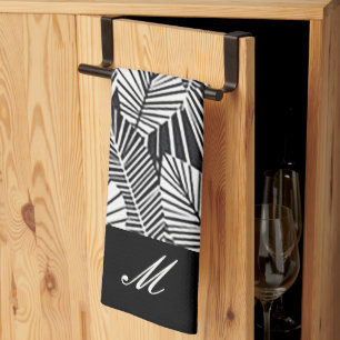 “Black and White Leaf” Kitchen Towel