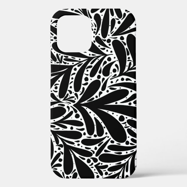 Black and white leaves abstract pattern Case-Mate iPhone case (Back)