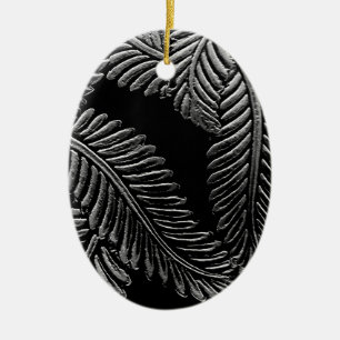 Black and White Leaves Ceramic Tree Decoration
