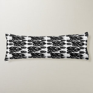 Black and White Leaves Design Body Cushion