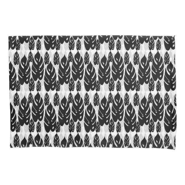Black and White Leaves Design Pillowcase (Front)
