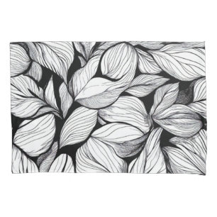 Black And White Leaves Pattern Pillowcase