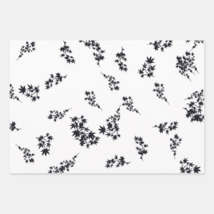 Black and White Leaves Wrapping Paper Sheet