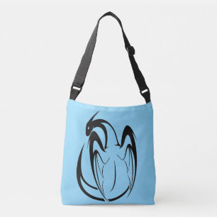 Black and White Legendary Dragon Outline Crossbody Bag