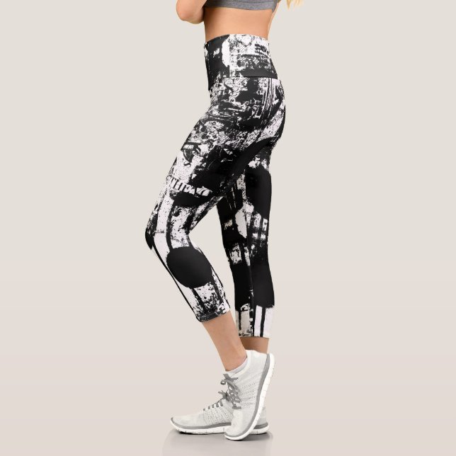 Black And White Leggings with Printed Graffiti Art (Left)