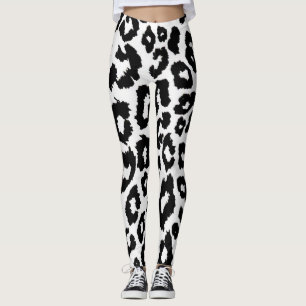 Black and White Leopard Animal Print Pattern Leggings
