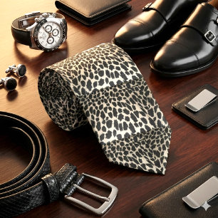Black and White Leopard Animal  Print Tie