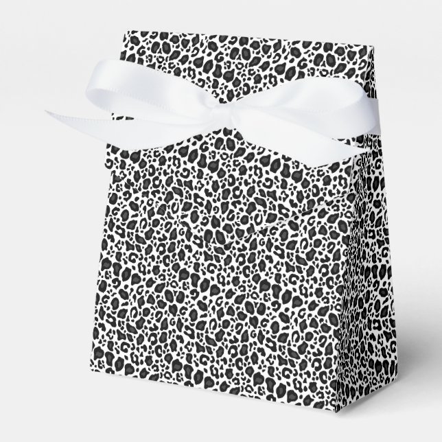 Black and white leopard cheetah pattern favour box (Front Side)