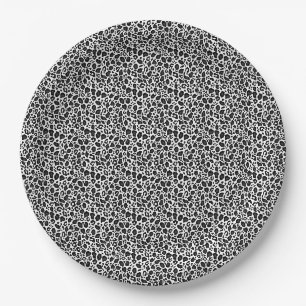 Black and white leopard cheetah pattern paper plate