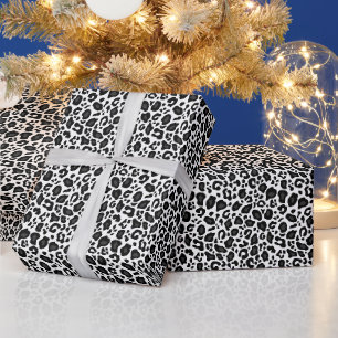 Black and white leopard cheetah pattern wrapping paper