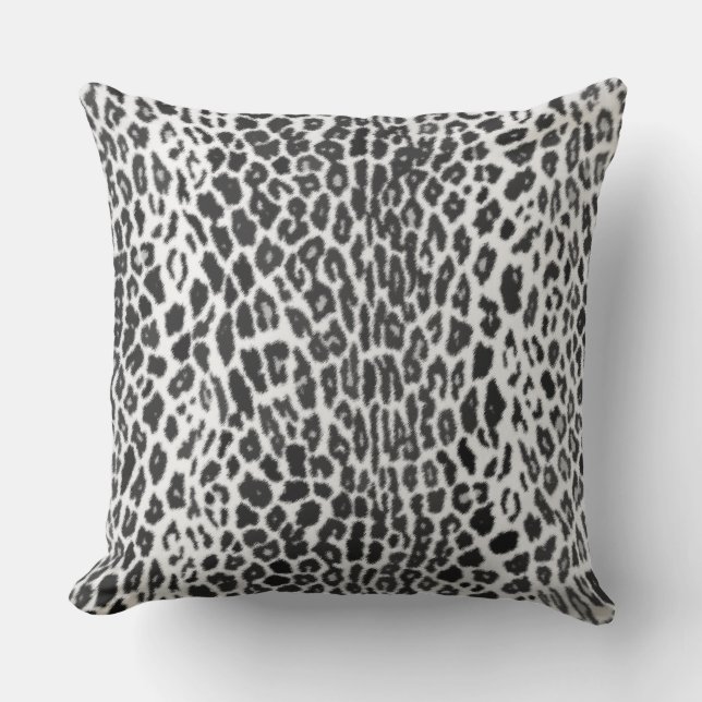 Black and White - Leopard Faux Animal Print Cushion (Front)