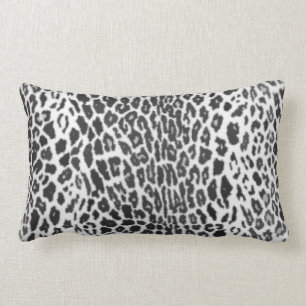 Black and White - Leopard Faux Animal Print Lumbar Cushion