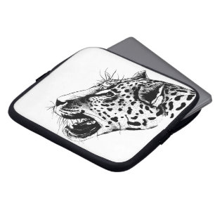 Black And White Leopard Laptop Sleeve