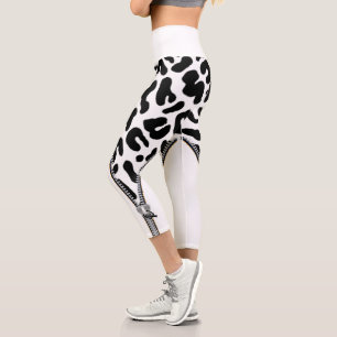 Black and White Leopard Leggings Capri