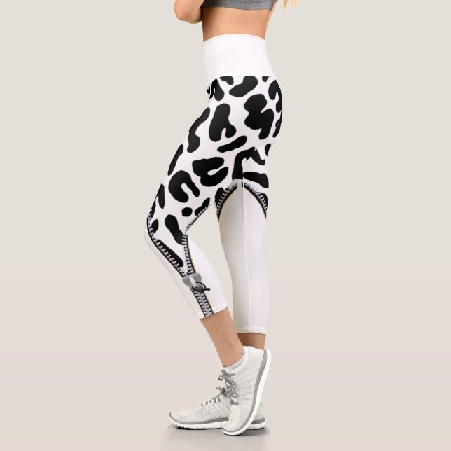 Black and White Leopard Leggings Capri (Left)